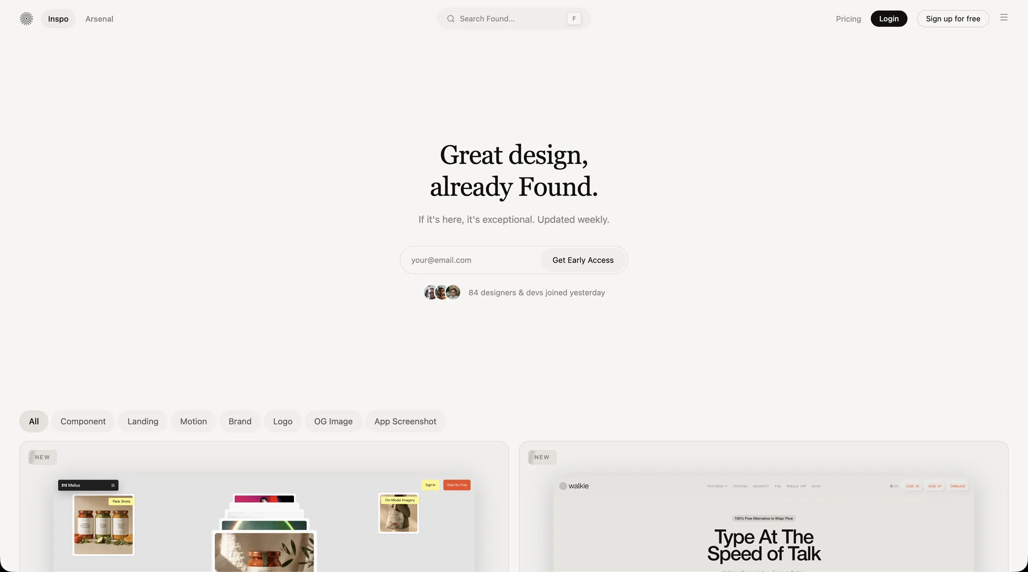 Found homepage - Great design, already Found